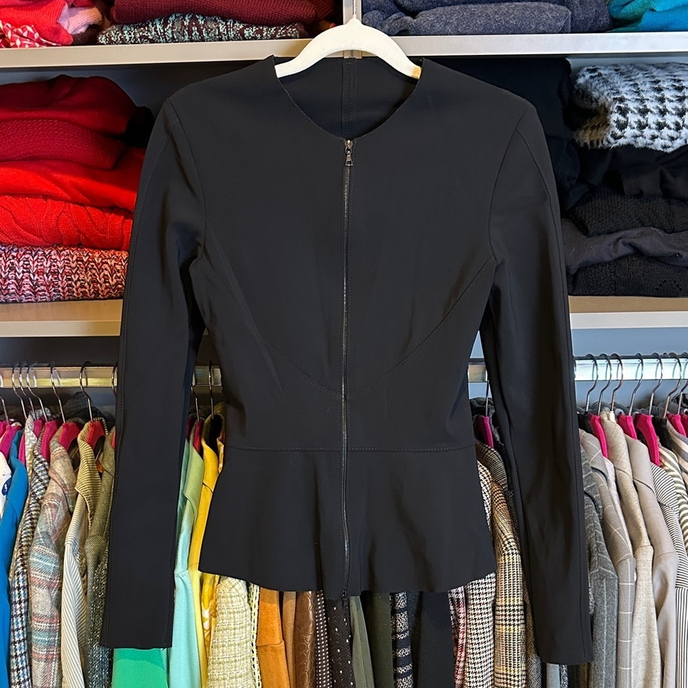 Unbranded black long sleeve front zipper closure jacket size XSP